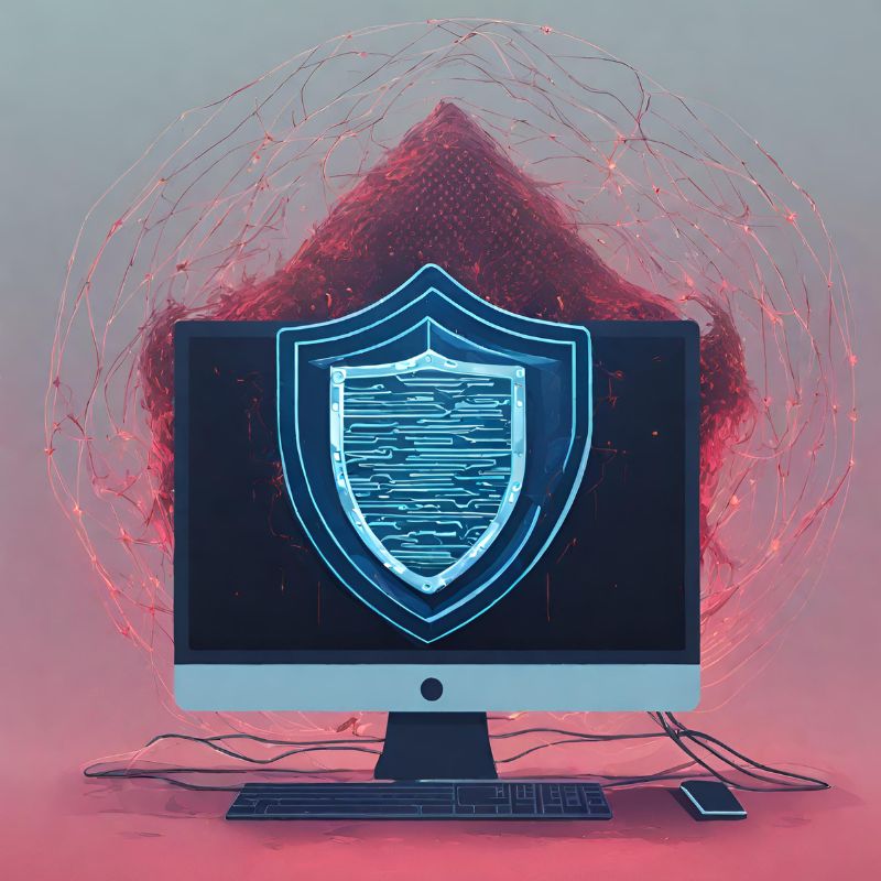 A shield protecting a computer from viruses